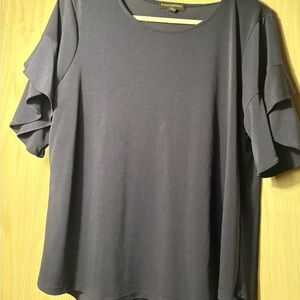 Banana Republic Women's Navy Ruffle Sleeve Top